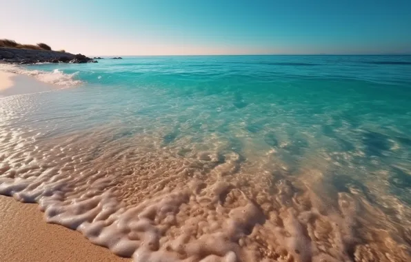 Sea, wave, landscape, nature, shore, surf, digital art, AI art