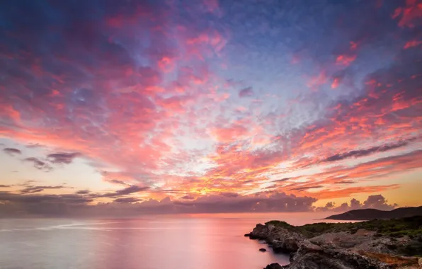 Beach, landscape, the ocean, rocks, dawn, shore