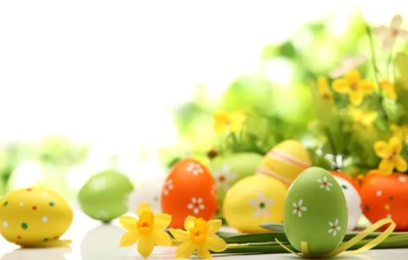 Picture photo, Easter, Eggs, Holiday, Daffodils