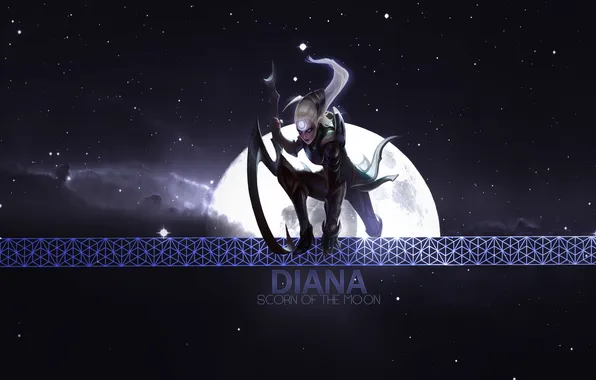 Look, girl, stars, night, background, the moon, hair, art