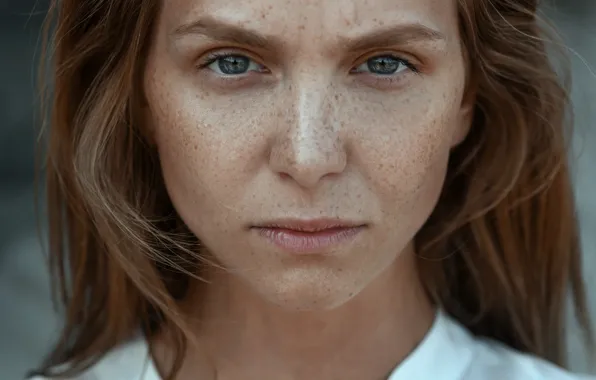 Picture girl, portrait, freckles, Pavel Sokolov, Maria Aksyutina