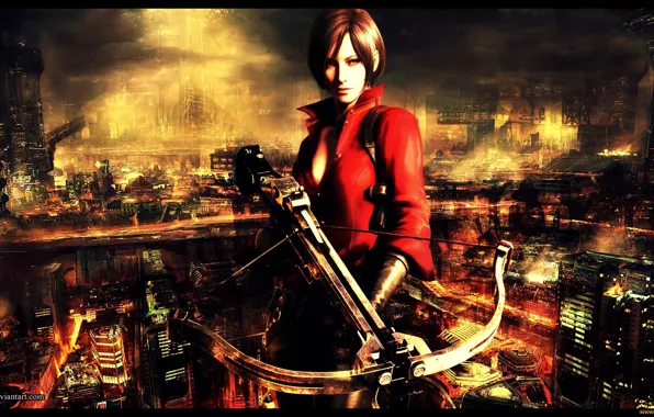 The city, resident evil, crossbow, Ada Wong