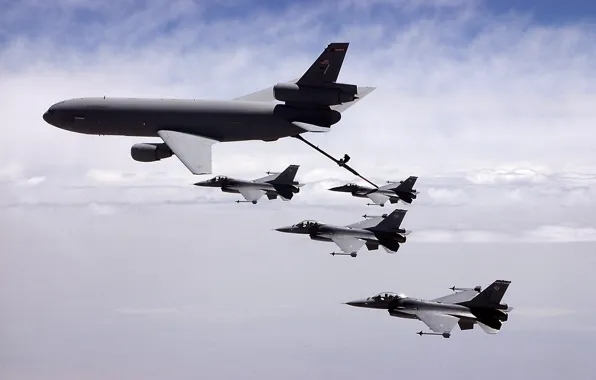 Clouds, Aircraft, refueling in the air