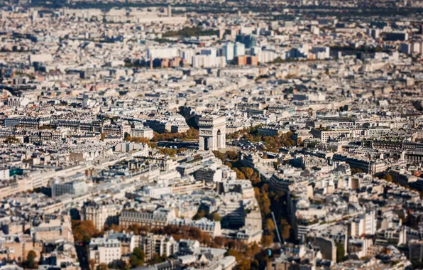 Paris, tilt-shift, Arch, arch of triumph of the Star