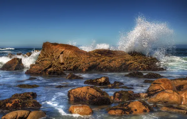 Picture sea, stones, wave