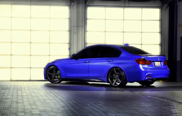 BMW, wheels, blue, 335i, vossen, f30, rearside