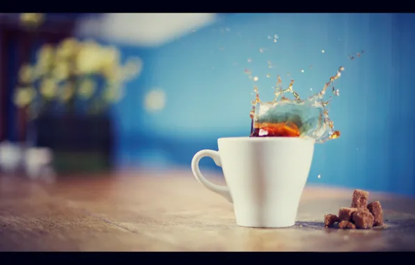 Picture coffee, splash, Cup, sugar