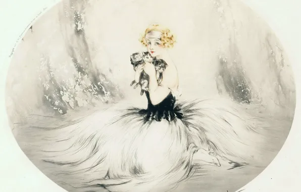 Picture blonde, 1925, Louis Icart, art Deco, etching and aquatint, 3 Katenka, New we're friends