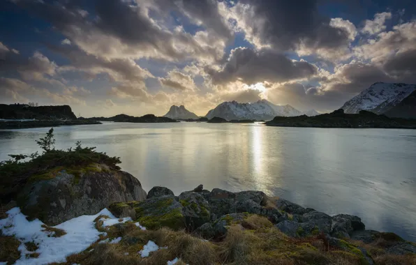 Mountains, nature, pond, Chile, Andes, Patagonia