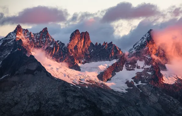 Picture the sky, clouds, snow, mountains, nature, rocks