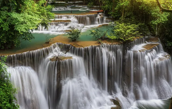 Forest, nature, river, waterfall, Thailand