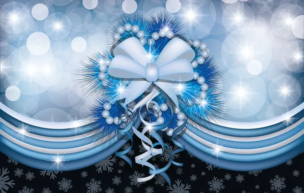 Picture snowflakes, tape, beads, bow