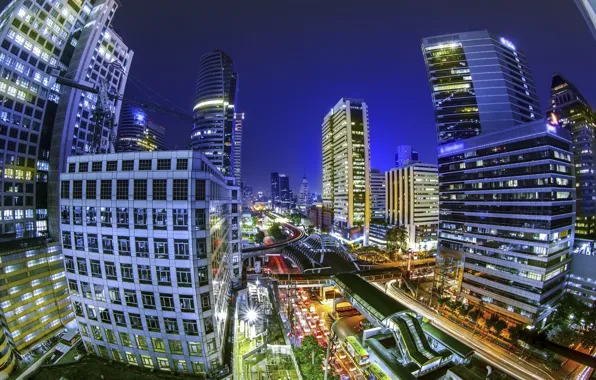 Night, the city, building, beauty, Thailand, Bangkok