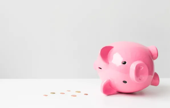 Picture pink, coins, piggy