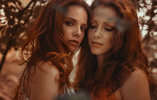 Girl, face, hair, freckles, brown hair