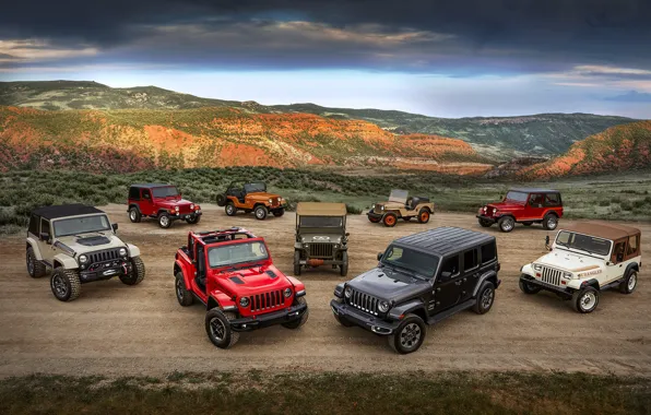 Jeep, Willys, Wrangler Rubicon, Wrangler Sahara, CJ-5, CJ-2A, Wrangler TJ, Wrangler Renegade