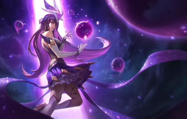 Stockings, Skirt, Sphere, Stars, Art, Splash, League of Legends, LoL