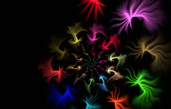 Rays, light, pattern, color, spiral, fractal