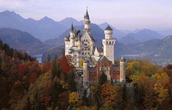 Autumn, castle, Germany, Bayern, Neuschwanstein, Neuschwanstein