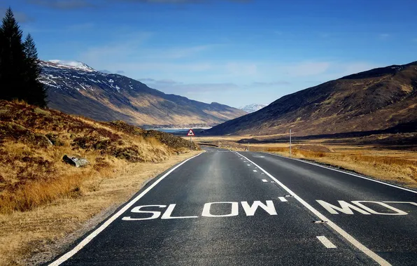 Road, landscape, mountains