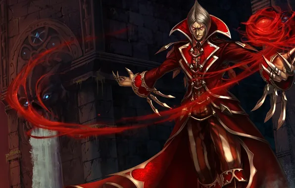 Picture water, magic, tower, male, in red, league of legends, Vladimir