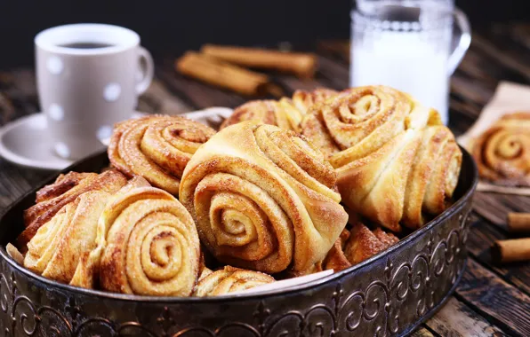 Picture coffee, buns, Cinnabon