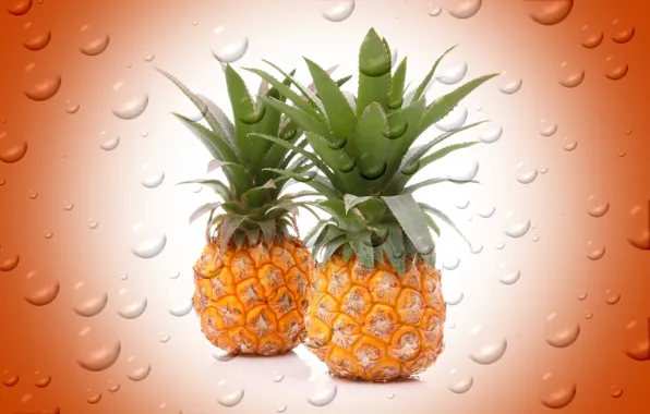 Picture drops, bubbles, background, fruit, pineapple