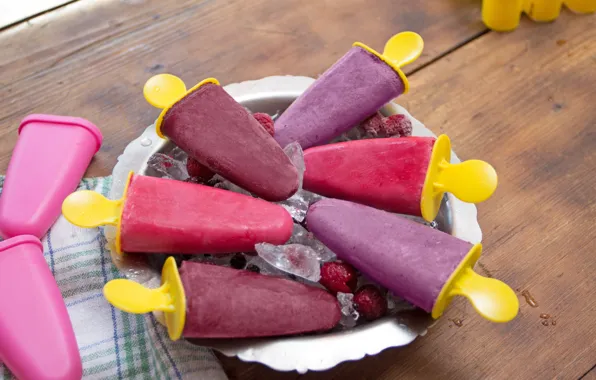 Ice, raspberry, Popsicles