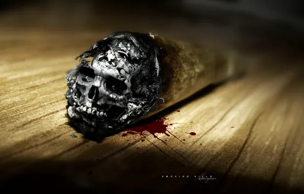 Picture ash, death, skull, A cigarette