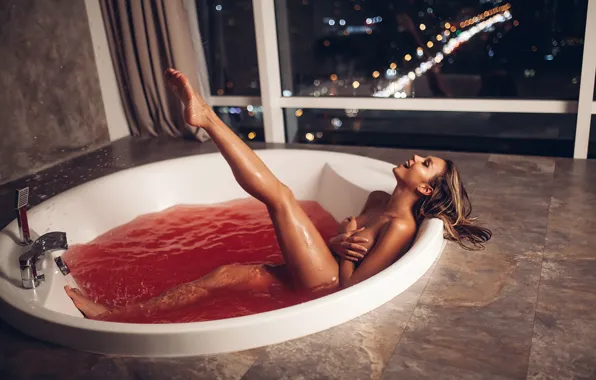 Chest, water, girl, pose, smile, hair, wet, hands