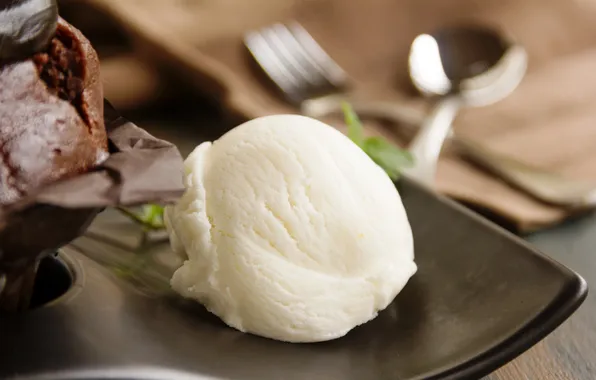 Balls, food, plate, ice cream, dessert, sweet, sundae