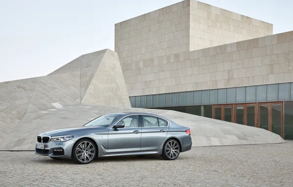 Picture the sky, grey, the building, BMW, Parking, architecture, sedan, 540i