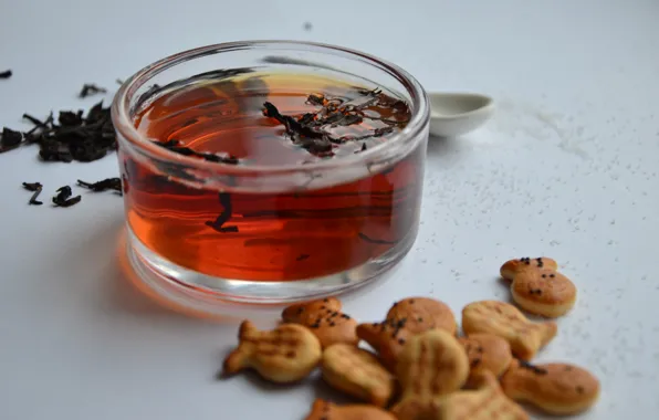 Tea, bowl, cookies, sugar