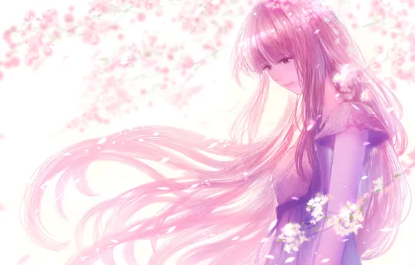 Girl, spring, Sakura