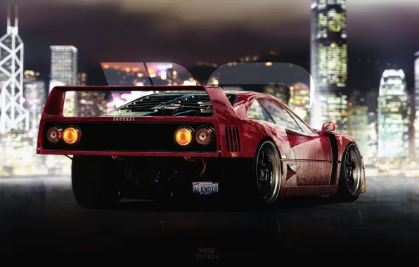 Auto, Machine, Ferrari, F40, Rendering, Concept Art, Ferrari F40, Game Art