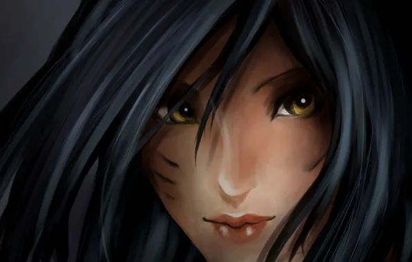 Picture look, face, hair, the game, art, Fox, League of Legends, Ahri
