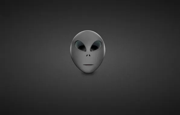 Grey, black and white, minimalism, head, alien, alien