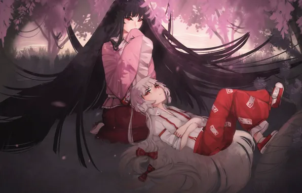 Flowers, girls, anime, garden, art, Touhou, Touhou, Touhou