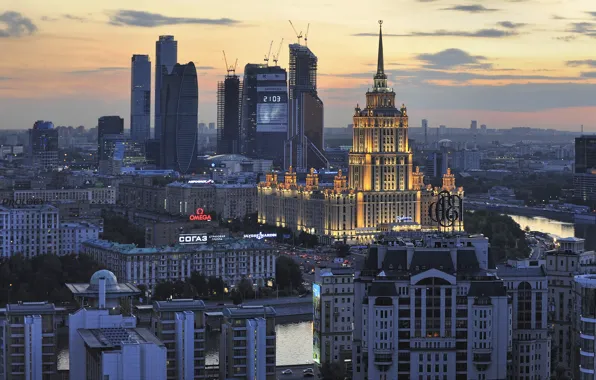 Picture river, building, panorama, Moscow, Russia, Dorogomilovo
