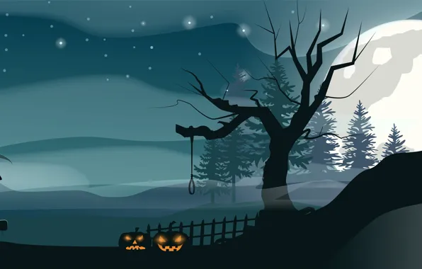 Night, The moon, Castle, Pumpkin, Halloween, Halloween, Death, The full moon