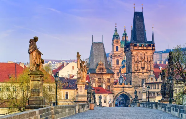 Prague, Czech Republic, Cathedral, sculpture, Charles bridge, Prague castle