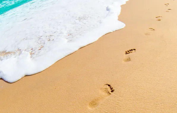 Sand, sea, beach, summer, foam, traces, beach, sea