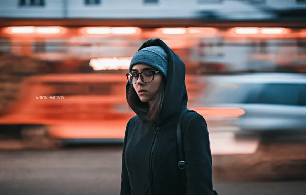 Look, lights, model, hat, portrait, makeup, glasses, hairstyle