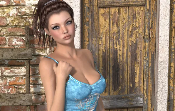 Girl, home, the door, art, abandonment, wood