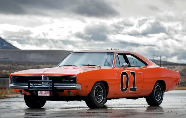 Orange, Dodge, 1969, Dodge, muscle car, Charger, the front, the charger