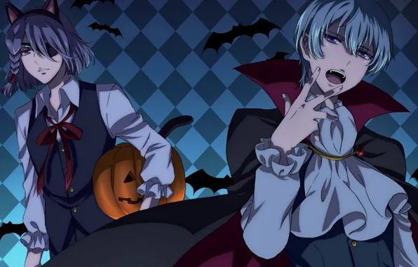 Pumpkin, vampire, guys, two, Halloween, Kakumeiki Valvrave, Walgrave Liberator