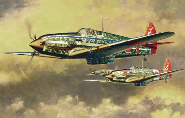 Picture aircraft, war, art, painting, aviation, drawing, ww2, japanese aircraft