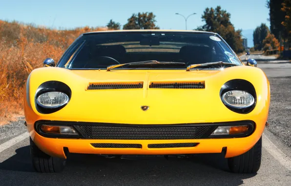 Color, Auto, Lamborghini, Machine, Eyes, 1971, Lights, Car