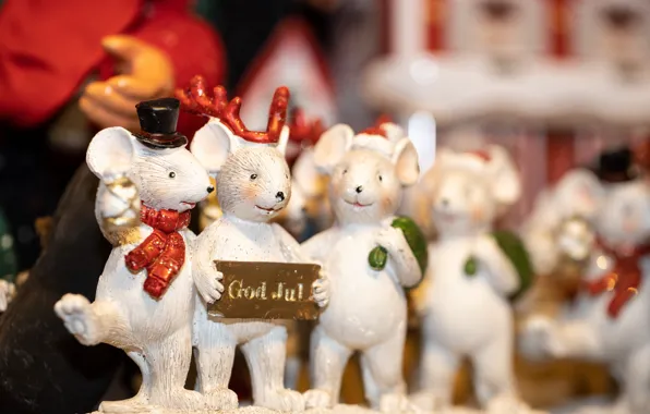 Toys, Christmas, New year, mouse, figures, Christmas decorations, mice