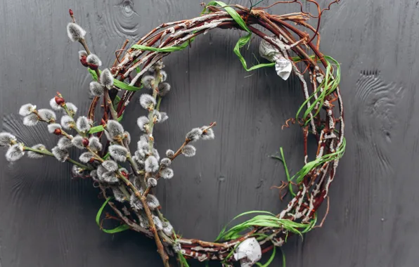 Picture branches, spring, Easter, wreath, wood, Verba, spring, Easter